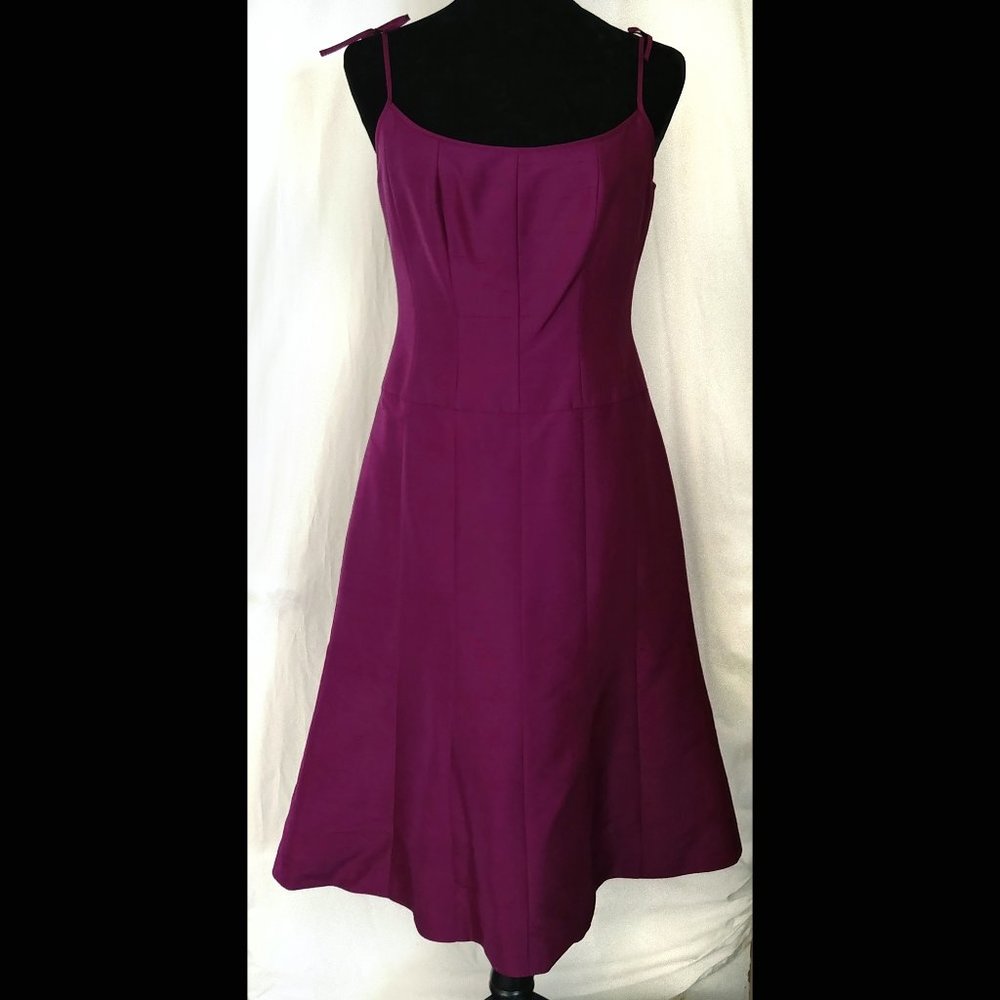 Ravishing NWT $189 ANN TAYLOR Sz 4 Purple Strappy Textured Silk Bridesmaid Dress